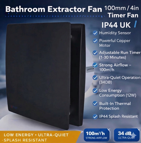 Bathroom extractor fan 100mm - extractor,